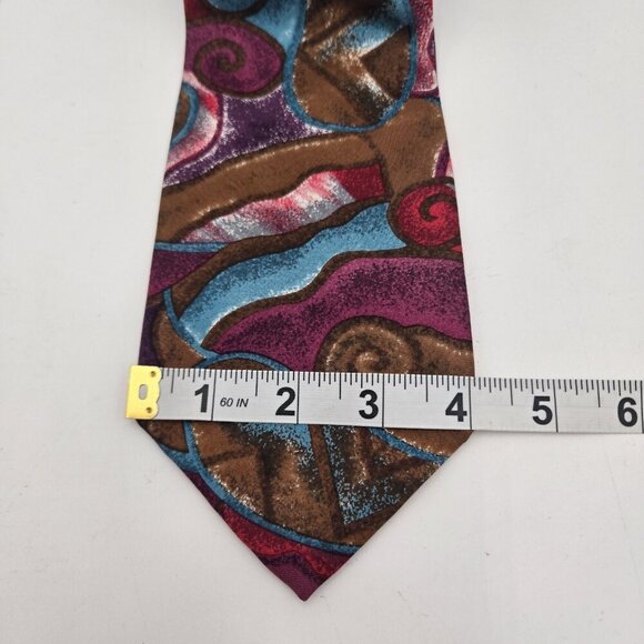 Vintage John Weitz Mens Tie Abstract Picasso 100% Silk Red Blue Purple USA 4x61 - Picture 2 of 7
